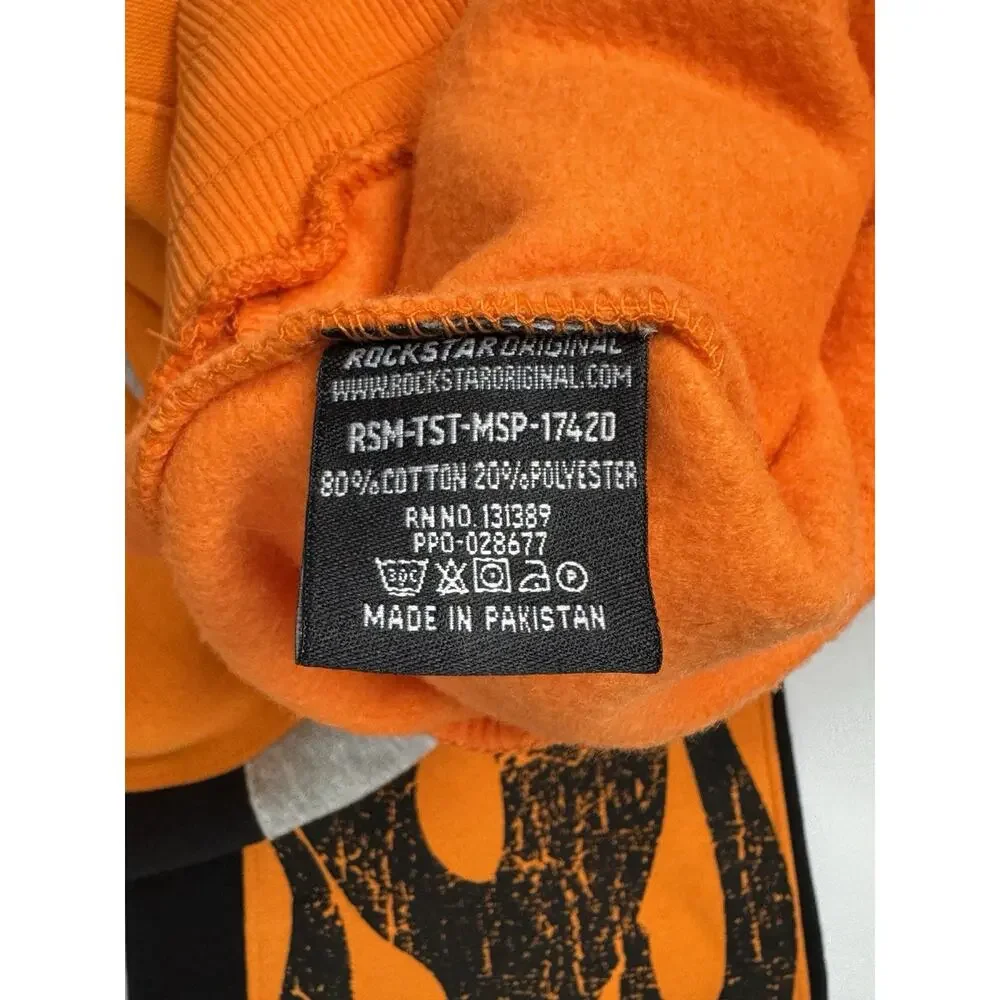 Rockstar Original Mens L Orange Flame Graphic Flare Sweatpants Streetwear